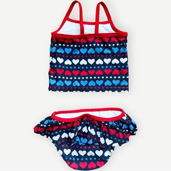 Carter’s Baby Girls Two Piece Tankini American Flag Bathing Suit. 6 Months. - Picture 2 of 4